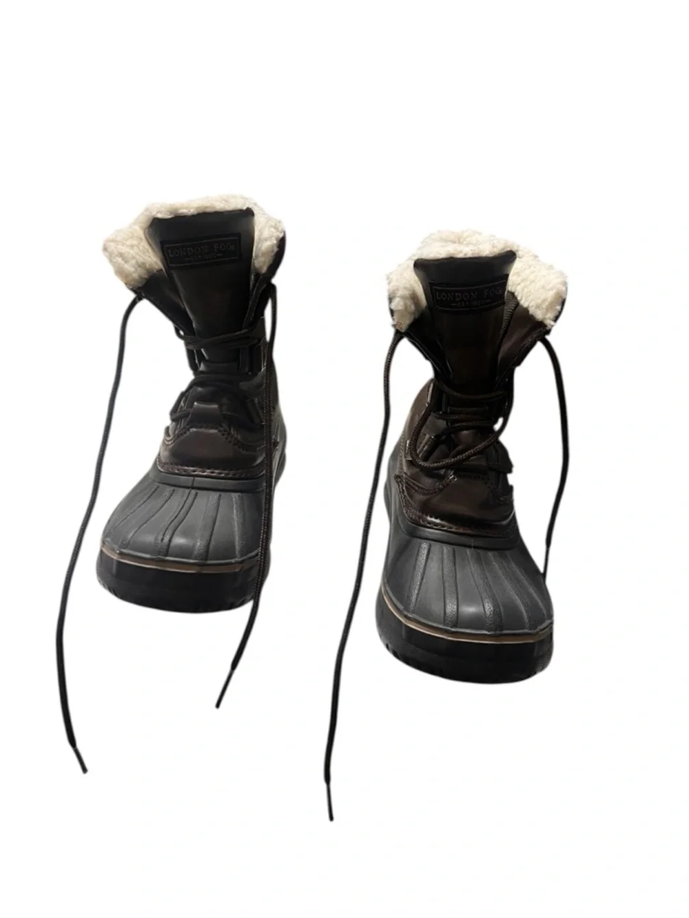 London Fog Kids Duck Boots Size 13 Brown Faux Fur Lined Waterproof Snow Boots